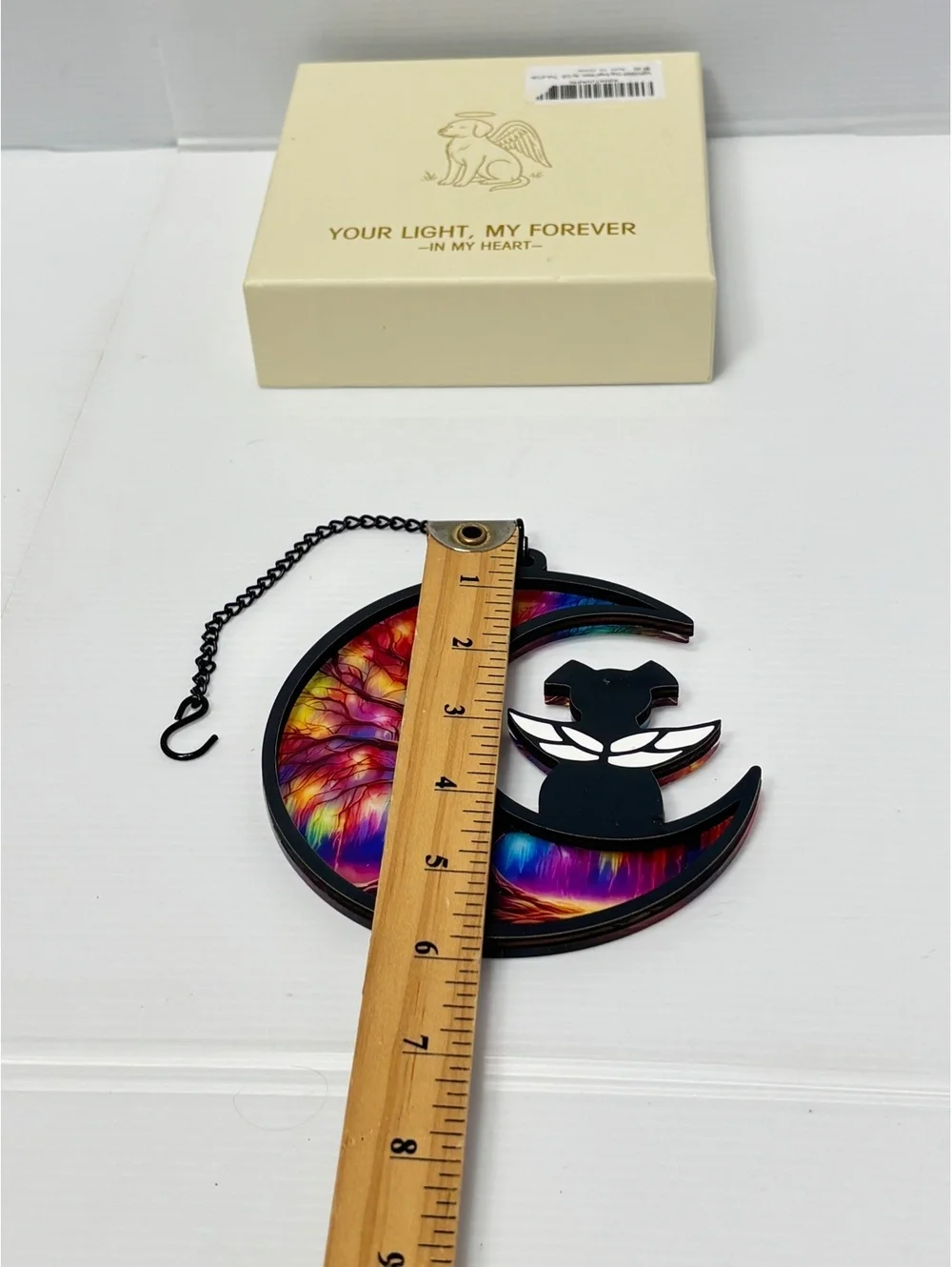 Colorful Tree Angel Dog Moon Suncatcher Window Hanging Pet Memorial Gift Box New